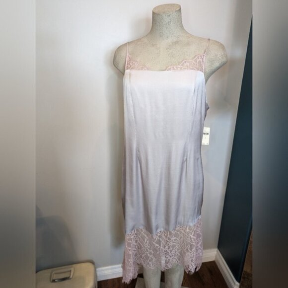 Anthropologie Lace-Trimmed Asymmetrical Midi Slip Dress Size 14, New - Picture 15 of 15